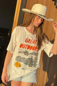 Great Outdoors Distressed Oversize Graphic Tee - ShopPromesa