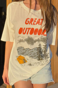Great Outdoors Distressed Oversize Graphic Tee - ShopPromesa
