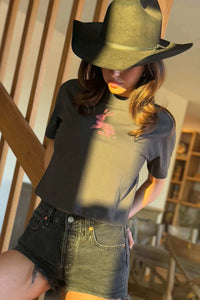 Pink Bunny Garment-Dyed Cropped Graphic Tee - ShopPromesa