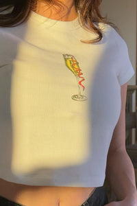 Champagne Twist Thermal Graphic Baby Tee - ShopPromesa