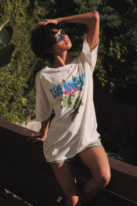 Los Angeles Rose Distressed Oversize Graphic Tee - ShopPromesa