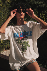 Los Angeles Rose Distressed Oversize Graphic Tee - ShopPromesa