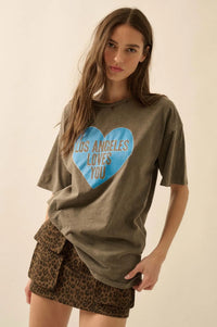 LA Loves You Distressed Oversize Graphic Tee - ShopPromesa