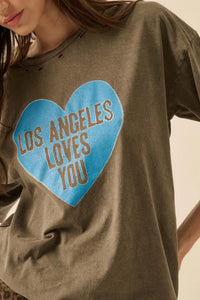 LA Loves You Distressed Oversize Graphic Tee - ShopPromesa