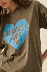 LA Loves You Distressed Oversize Graphic Tee - ShopPromesa