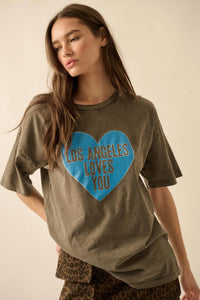 LA Loves You Distressed Oversize Graphic Tee - ShopPromesa