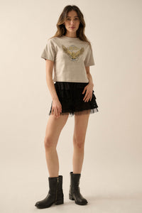 Liberty for All Garment-Dyed Cropped Graphic Tee - ShopPromesa