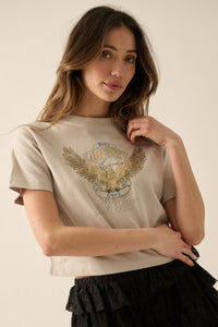 Liberty for All Garment-Dyed Cropped Graphic Tee - ShopPromesa