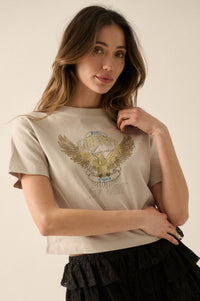 Liberty for All Garment-Dyed Cropped Graphic Tee - ShopPromesa