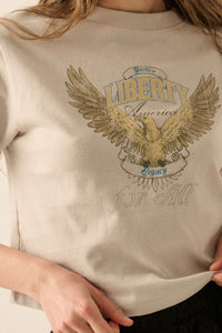 Liberty for All Garment-Dyed Cropped Graphic Tee - ShopPromesa