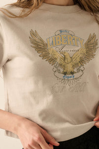Liberty for All Garment-Dyed Cropped Graphic Tee - ShopPromesa