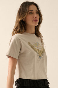 Liberty for All Garment-Dyed Cropped Graphic Tee - ShopPromesa