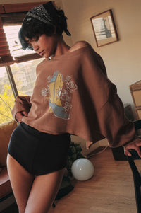 Boots and Roses Cropped Thermal Graphic Top - ShopPromesa