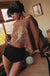 Boots and Roses Cropped Thermal Graphic Top - ShopPromesa