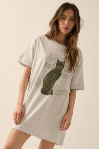 99 Problems Vintage-Print Oversize Cat Graphic Tee - ShopPromesa
