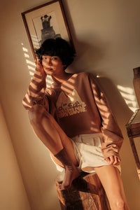 Stop and Love Cropped Thermal Graphic Top - ShopPromesa