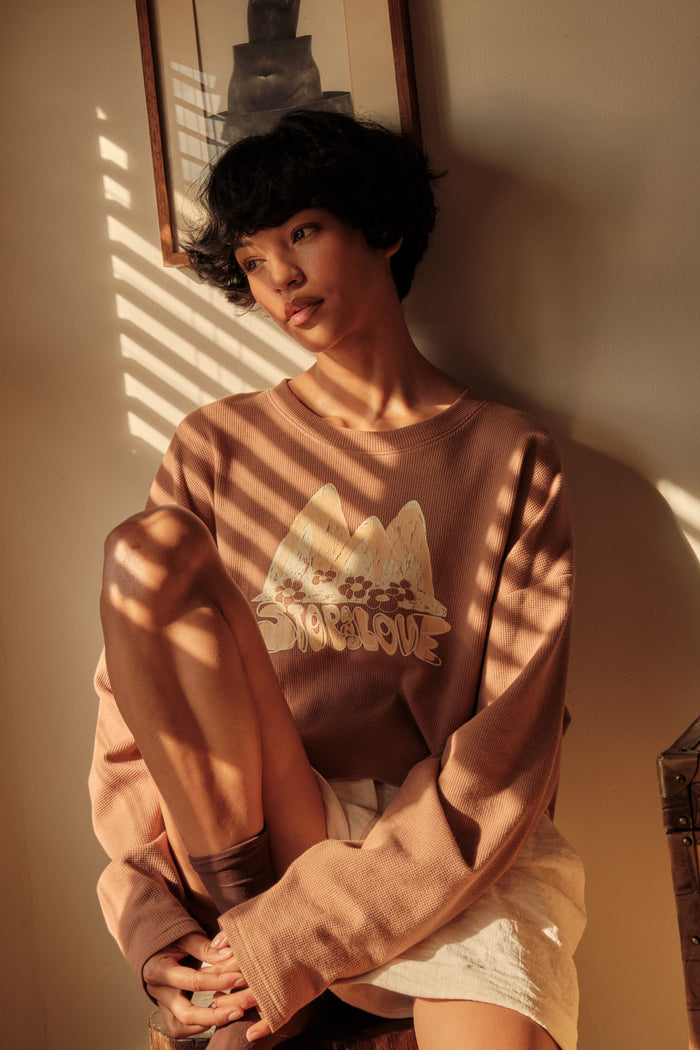 Stop and Love Cropped Thermal Graphic Top - ShopPromesa