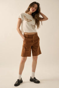 Butterfly Flight Lettuce-Edge Graphic Baby Tee - ShopPromesa