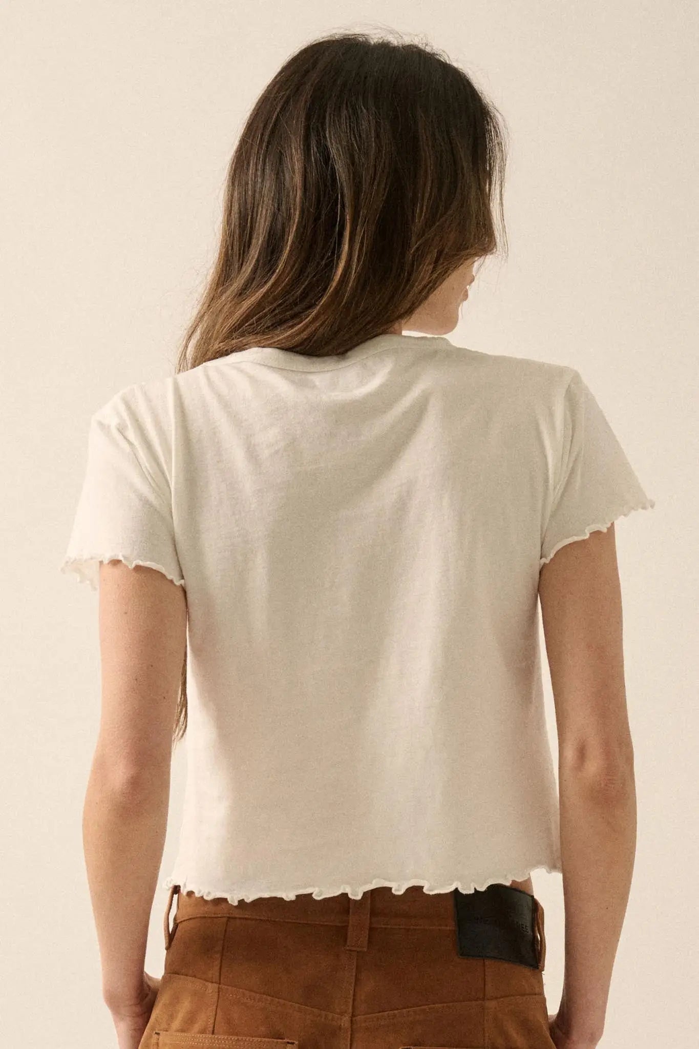 Butterfly Flight Lettuce-Edge Graphic Baby Tee - ShopPromesa