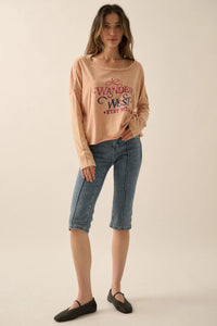 Wander West Cropped Long-Sleeve Graphic Tee - ShopPromesa