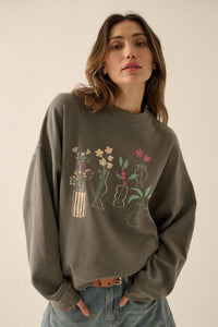 Floral Vases Vintage-Print Thermal Graphic Top - ShopPromesa