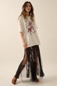 Hold Your Horses Distressed Floral Graphic Tee - ShopPromesa