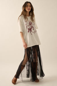 Hold Your Horses Distressed Floral Graphic Tee - ShopPromesa