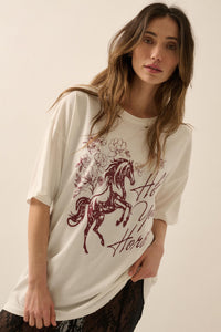 Hold Your Horses Distressed Floral Graphic Tee - ShopPromesa