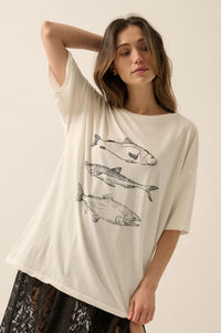 Go Fish Vintage-Print Oversize Graphic Tee - ShopPromesa