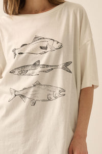Go Fish Vintage-Print Oversize Graphic Tee - ShopPromesa