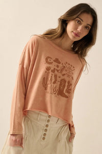 Western Spirit Cropped Long-Sleeve Graphic Tee - ShopPromesa