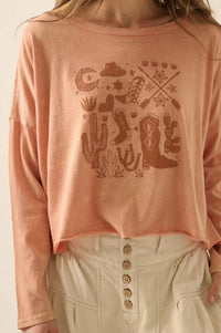 Western Spirit Cropped Long-Sleeve Graphic Tee - ShopPromesa