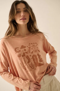 Western Spirit Cropped Long-Sleeve Graphic Tee - ShopPromesa