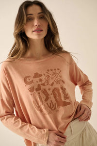 Western Spirit Cropped Long-Sleeve Graphic Tee - ShopPromesa