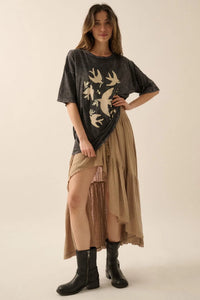 Free as a Bird Vintage-Wash Oversize Graphic Tee - ShopPromesa