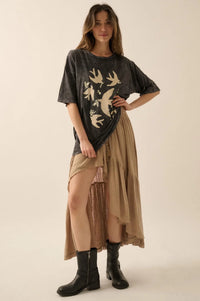 Free as a Bird Vintage-Wash Oversize Graphic Tee - ShopPromesa