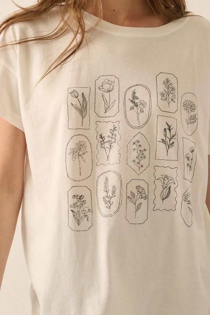 Pressed Flowers Garment-Washed Graphic Tee - ShopPromesa