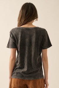 Soaring Eagle Vintage-Wash V-Neck Graphic Tee - ShopPromesa