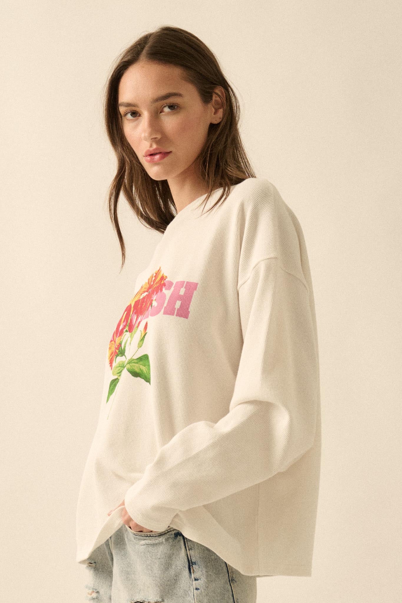 Flourish Oversize Floral Thermal Graphic Top - ShopPromesa