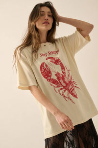 Stay Snappy Distressed Lobster Graphic Tee - ShopPromesa