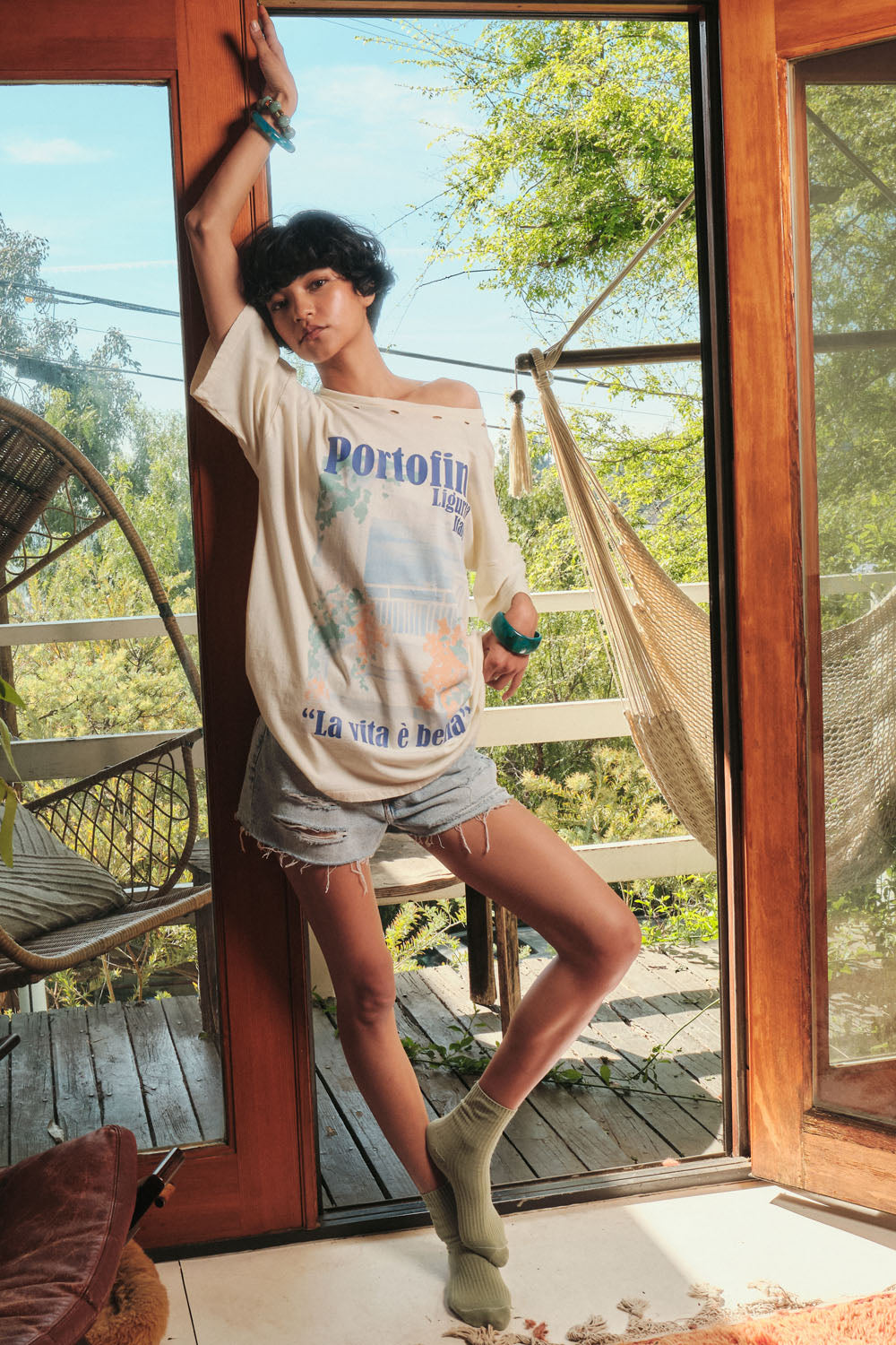 Portofino Italy Distressed Oversize Graphic Tee - ShopPromesa