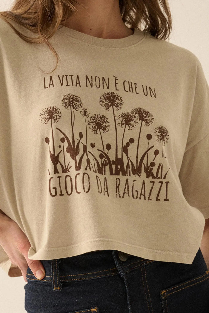 Gioco da Ragazzi Cropped Dandelion Graphic Tee - ShopPromesa