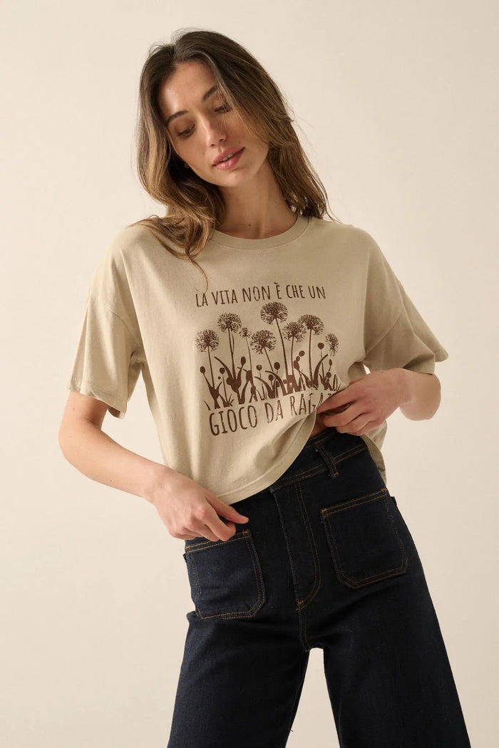 Gioco da Ragazzi Cropped Dandelion Graphic Tee - ShopPromesa