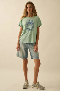 Palm Tree Party Vintage-Wash Graphic Tee - ShopPromesa