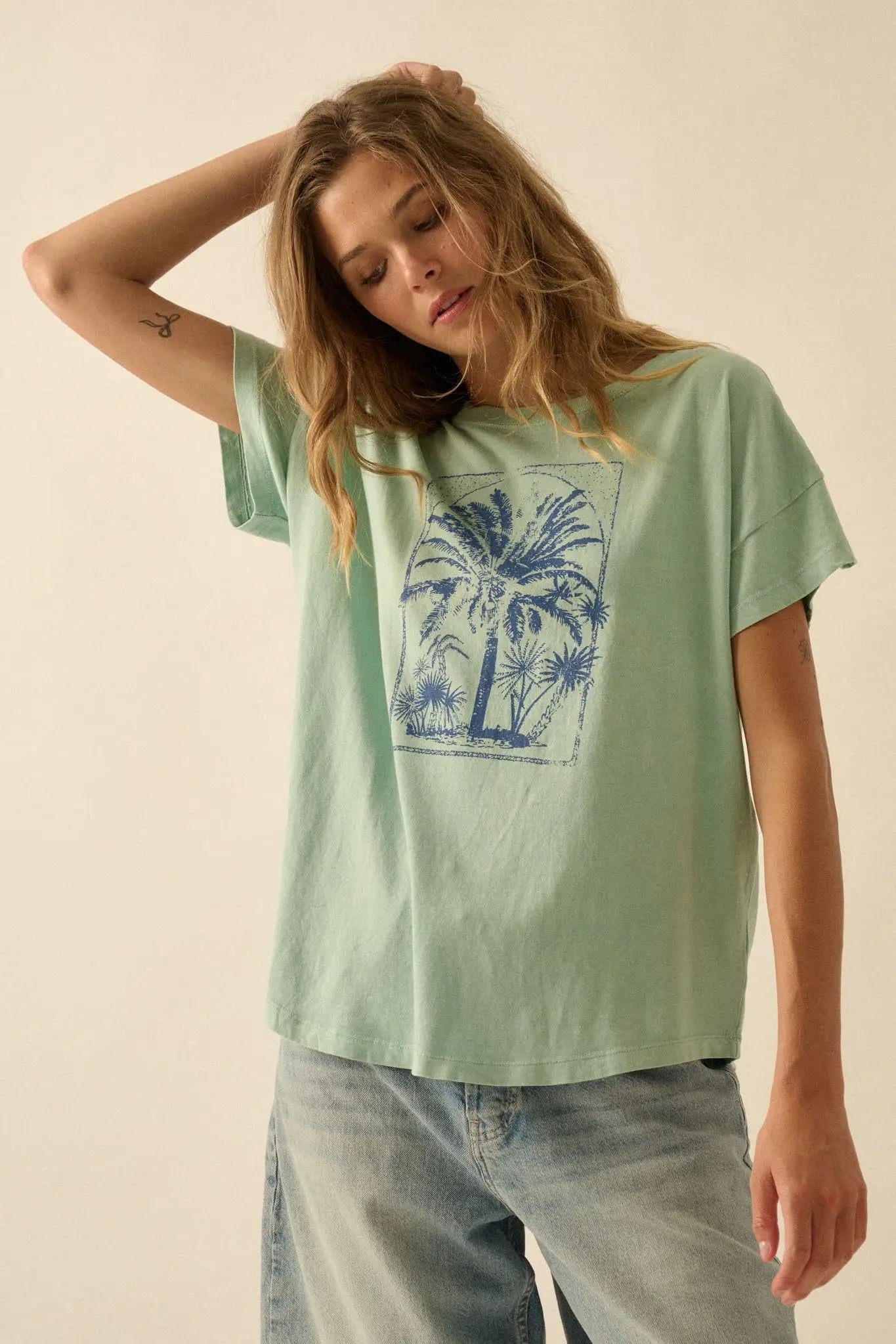 Palm Tree Party Vintage-Wash Graphic Tee - ShopPromesa
