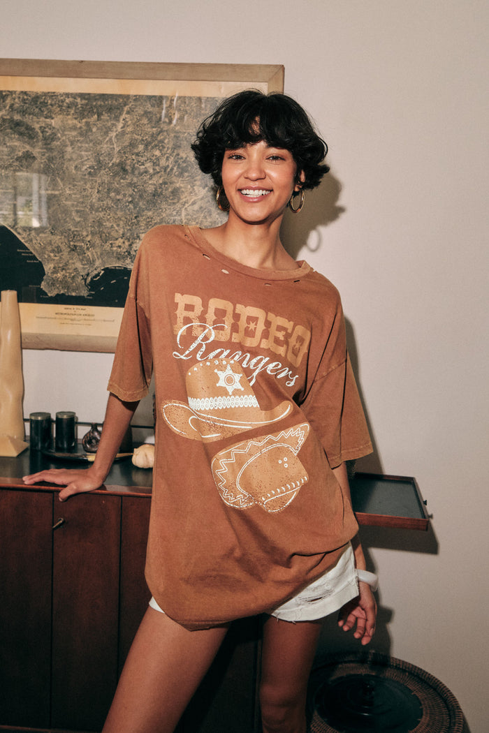 Rodeo Rangers Distressed Oversize Graphic Tee - ShopPromesa