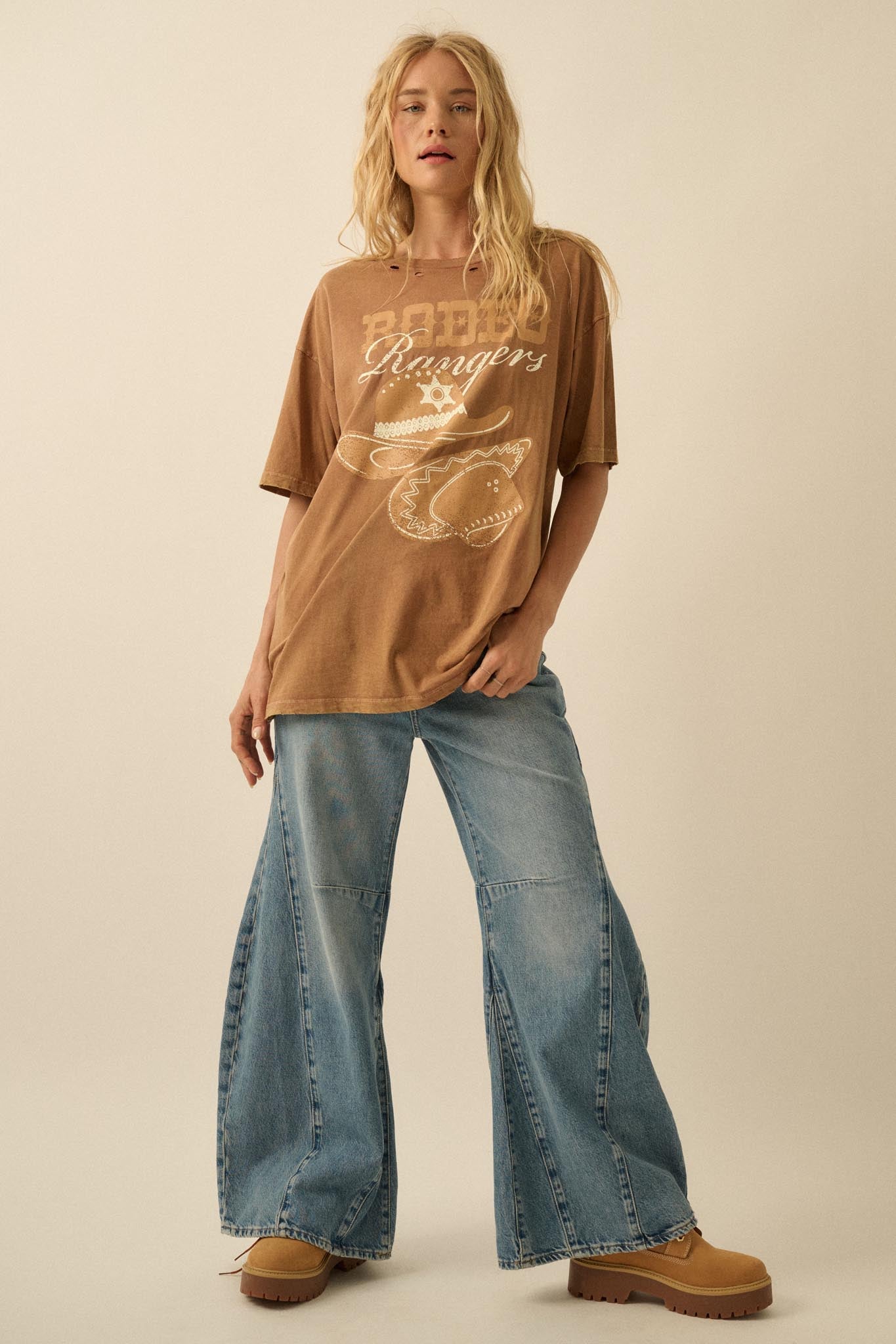 Rodeo Rangers Distressed Oversize Graphic Tee - ShopPromesa