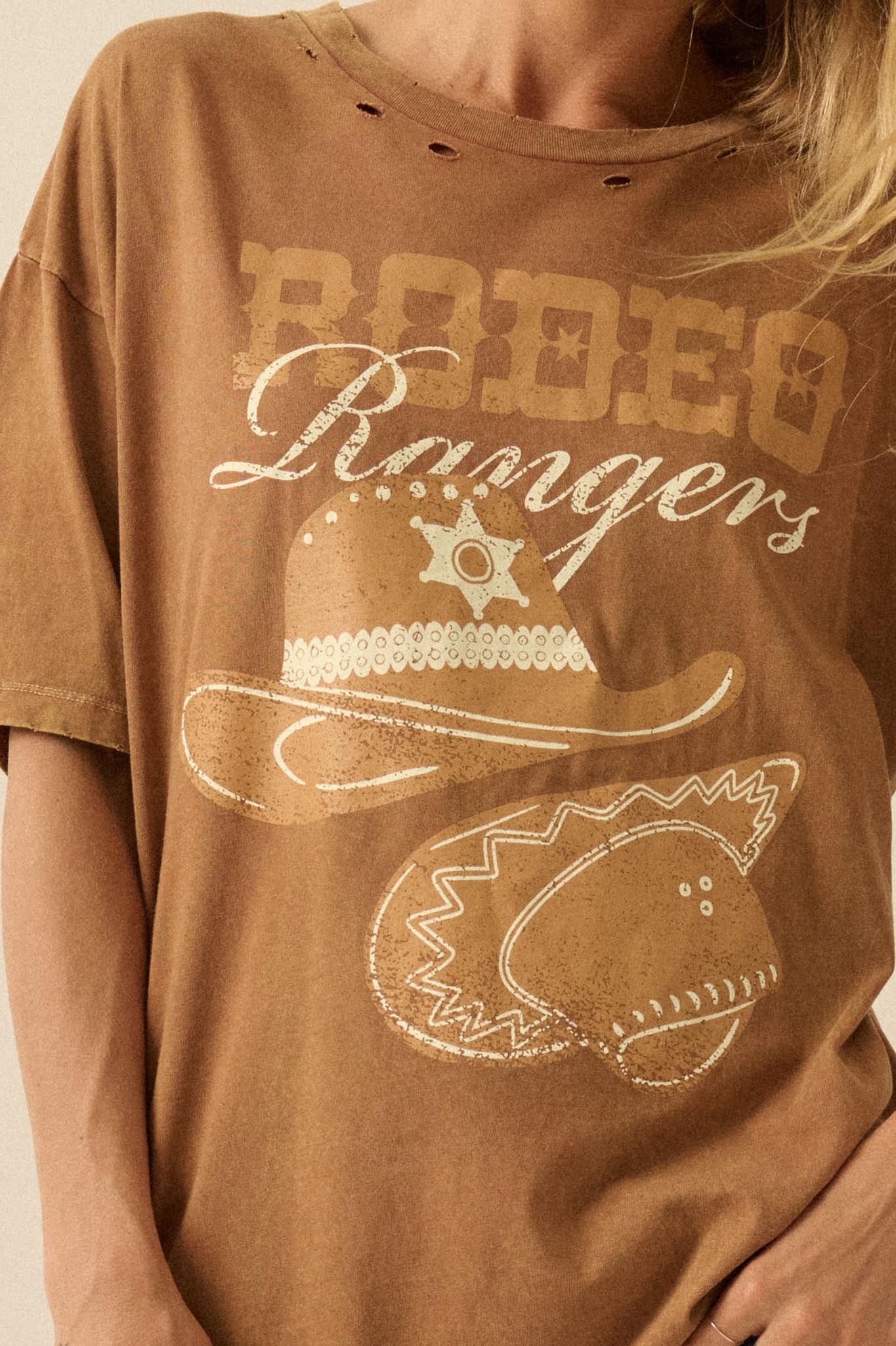 Rodeo Rangers Distressed Oversize Graphic Tee - ShopPromesa