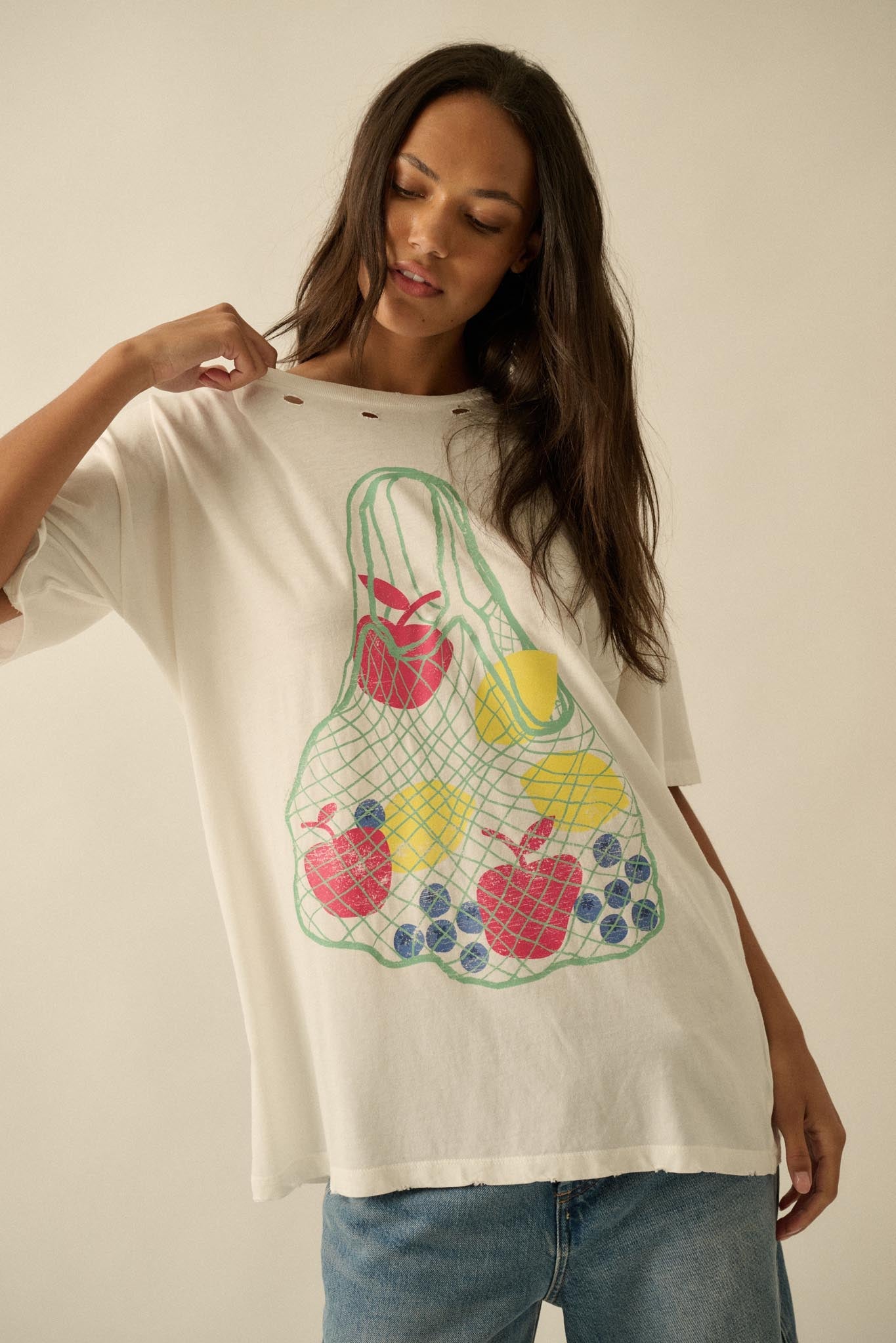 Fruit Stand Distressed Oversize Graphic Tee - ShopPromesa