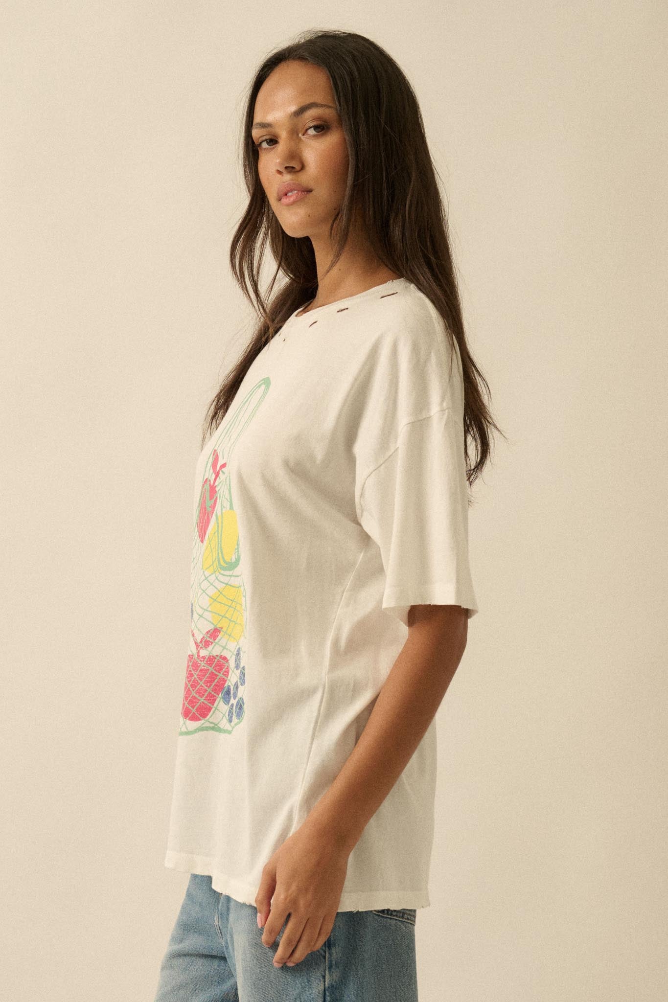 Fruit Stand Distressed Oversize Graphic Tee - ShopPromesa
